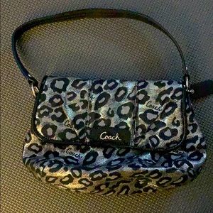 Coach leopard print metallic small purse